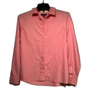 Lands’ End No Iron Button Down Dress Shirt. Women. Pink. 10 Petite. Cotton.